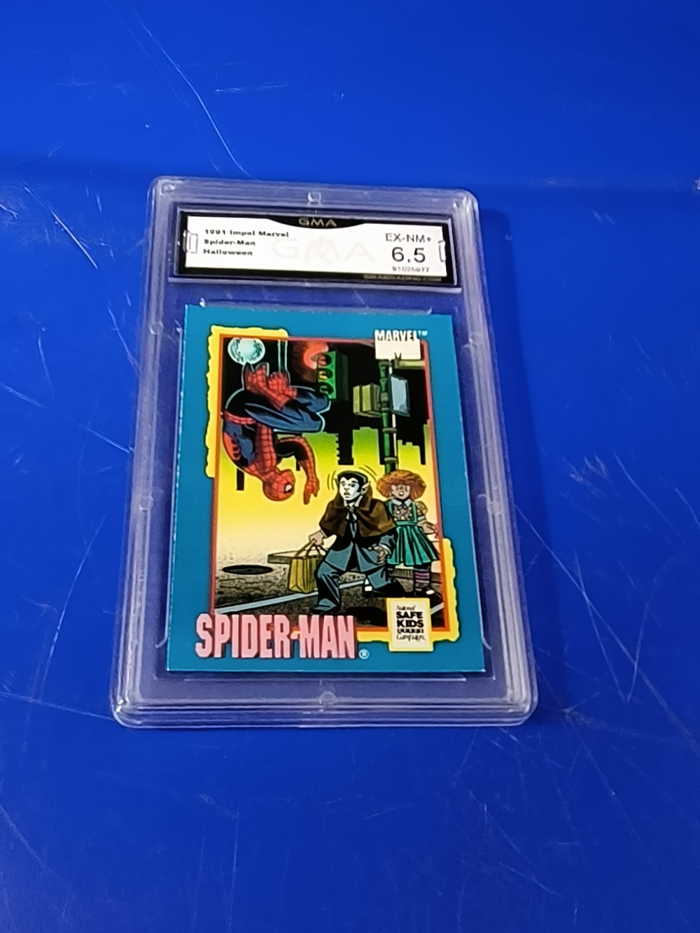 Halloween Marvel Spider-Man Trading Card in Protective Case - Teal Border